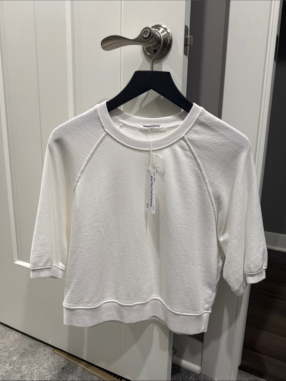 perfectwhitetee White Short-Sleeve Crew Sweatshirt